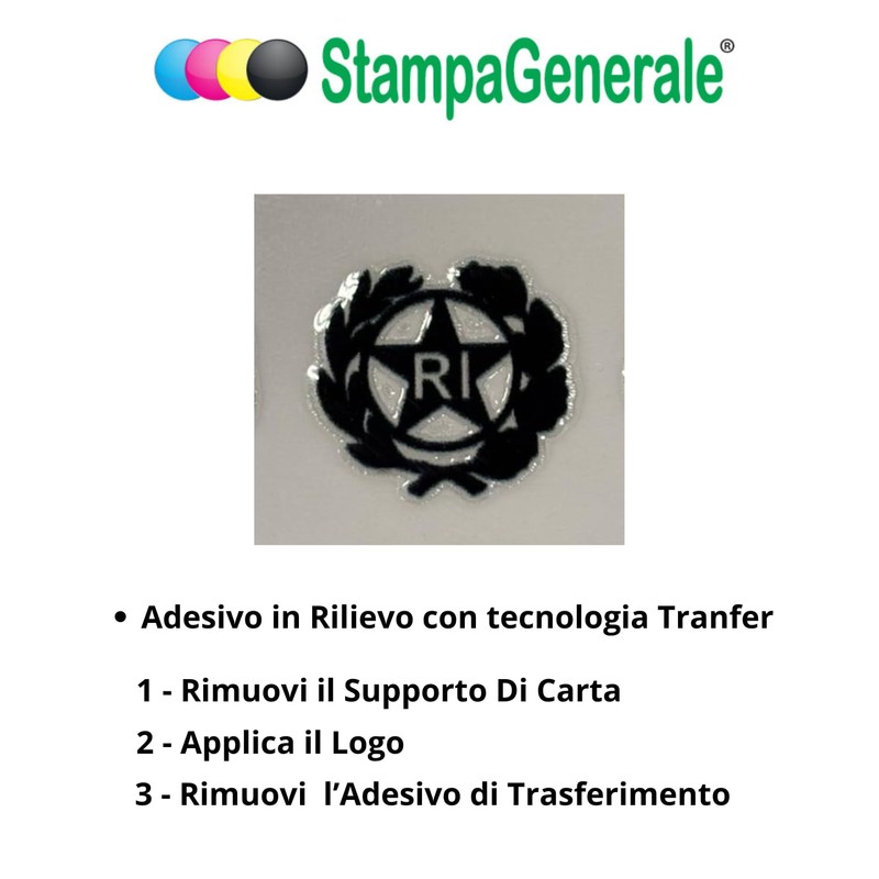 StampaGenerale® Bollino Logo RI (13mm) PVC Effetto 3D Adesivo Transfer