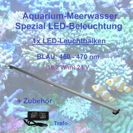Saltwater Aquarium LED Light Bar 160 cm 1 Strip Blue with Transformer 60 W