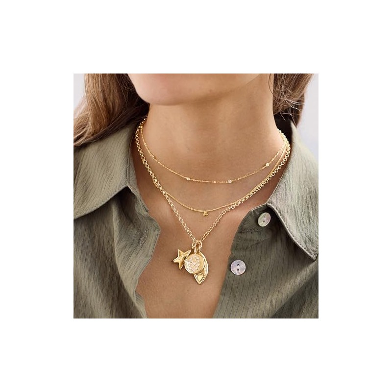 BaubleBar Evil Eye Charm Necklace - Clear/Gold