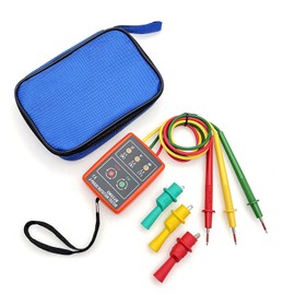 JZK Three Phase Sequence Meter with LED Indicator Buzzer Tester - AC 60V to 600V Phase Rotation Tester with Alligator Clips