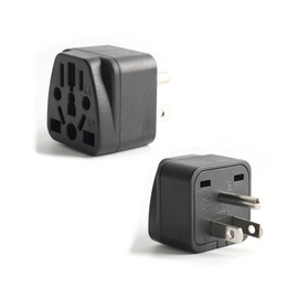 Generic 2 Pack UK/EU/AU/CN to US Travel Plug Adapter,Grounded 3 Prong USA Wall Plug,US Travel Adaptor and Converter, Black