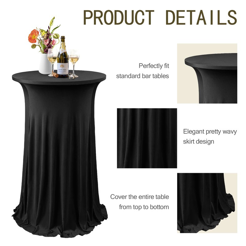 ANMINY Round Cocktail Table Covers with Ruffle Skirt Removable Washable