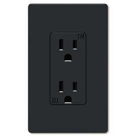 WEBANG Decorator Receptacle Outlet, Screwless Wall Plate Included, 15-Amp 125V Tamper Resistant Wall Outlet, 2-Pole, 3-Wire Self-grounding, ETL Listed, 10 Pack, Glossy Black