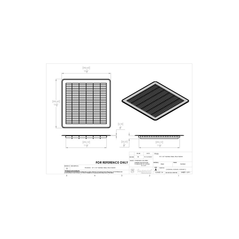 Imperial RG0689 12 x 12-Inch Heavy Gauge Steel Floor Return