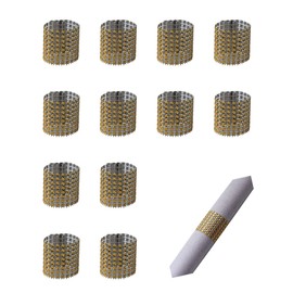 SOWAKA 24 Pcs Napkin Rings Buckle with Rhinestone Mesh Napkin Holders for Wedding Receptions Christmas Thanksgiving Birthday Baby Shower Parties Events DIY Decoration (Gold)