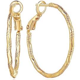 14k Gold Hoop Earrings for Women 14K Gold Earring Large Chunky Gold Hoop Earrings with Design Gold Earring for Women’s Hoops