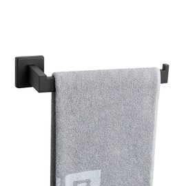 NearMoon Square Hand Towel Holder/Towel Ring, Premium SUS304 Stainless Steel Hand Towel Bar Rustproof Wall Mounted Towel Rack for Bathroom/Kitchen, Contemporary Style Bath Accessory (Matte Black)