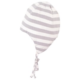 Sterntaler GOTS Striped Baby Hat with Stripes – Children's Hat Boys Made of Single Jersey with Ear Flaps and Tie Band, lightgrey
