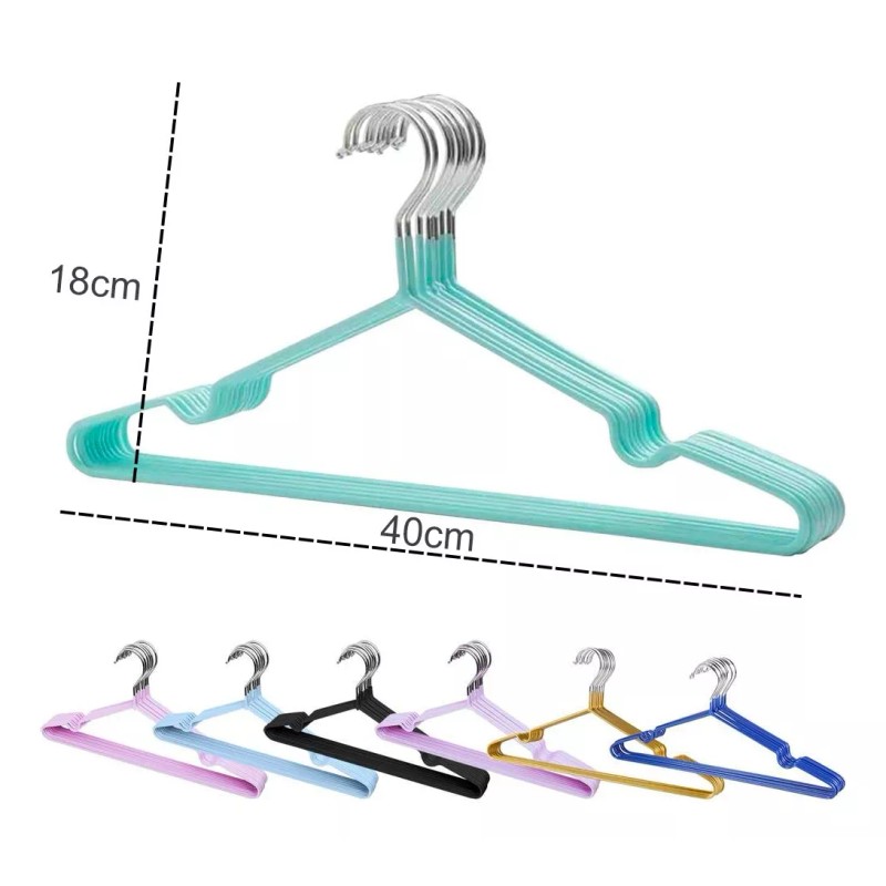 24x7 Pack 10 Ganchos Ropa Tintoreria Metalicos Antideslizantes