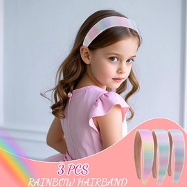 Pack of 3 Wide Thick Glitter Hair Band, Colourful Cute Headband Children, Headband Kids Rainbow Glittering Headbands Hair Band Girls Headband Daily for Girls