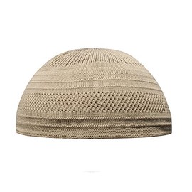 TheKufi Plain Light Brown Cotton Stretch Knit Kufi Hat Skull Cap - Comfortable Fit (Medium)