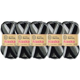 ESTAMBRE ALASKA MATIZADO 5PZAS 100G C/U MISMO COLOR (901 Cebra)