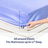 sourcing map Satin Fitted Sheet, Solid Silky 12" Deep Pocket