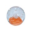 White Flower Paperweight with Orange Spiral – Handmade Dream Ball (217)
