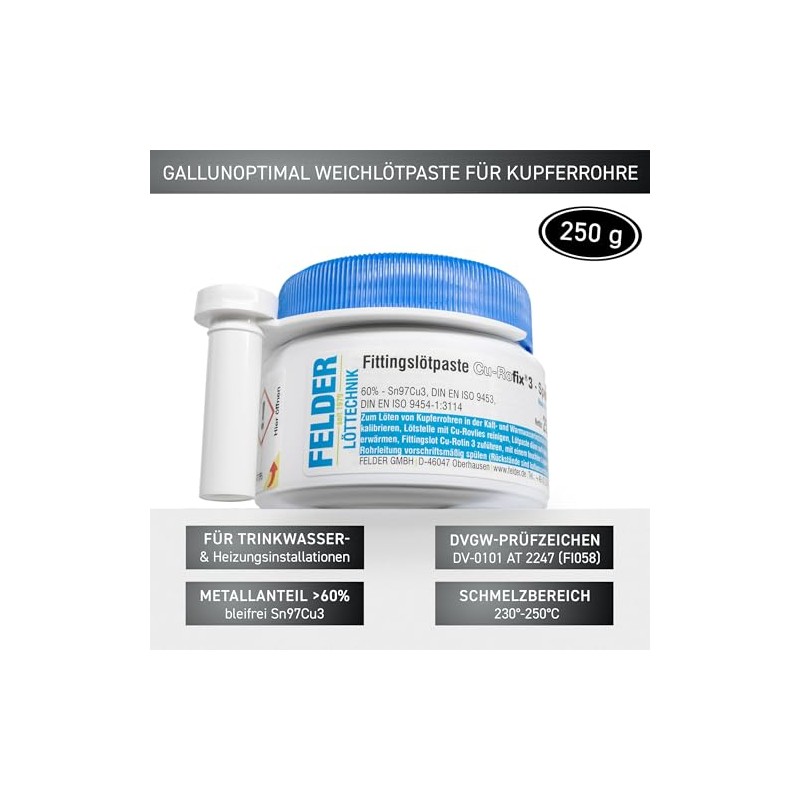 by Felder Lead-Free Fitting Soldering Paste Cu-Rofix 3-Special Sn97Cu3 for