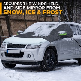EcoNour Cubierta de nieve para parabrisas con cubierta de espejo lateral, protección contra nieve, hielo, heladas, cubierta de nieve resistente al viento para coche, cubierta de parabrisas de nieve para protección contra todo tipo de clima