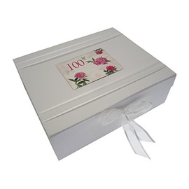 WHITE COTTON CARDS, 100th Birthday, Large Keepsake Box, English Roses