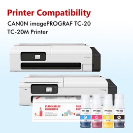 PFI-050 PFI050 Ink Tank Cartridge Compatible for PFI-050BK PFI-050C PFI-050M PFI-050Y Pigment Ink Bottle for Canon imagePROGRAF TC-20 TC-20M Printer (70ML, 4 Pack)