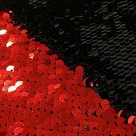 DUOBAO Black to Red Reversible Sequin Fabric by The Yard 6 Feet Two Tone Mermaid Sparkly Colorful Easily Flip Up Fabrics 5mm DIY Sewing Clothes,Tablecloth Runner,Backdrop for Dress