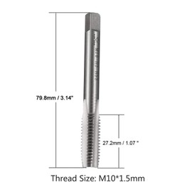 Boxonly Metric Machine Thread Tap for Threading Machine Electric Drill DIY Metric Taps H2 HSS Straight Flutes Screw Tapping Threading Machinist Repair DIY Tool Thread Plug Tap M10 x 1.5mm 2pcs