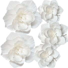 ANSOMO White Paper Flowers Artificial 3D Wall Décor Wedding Birthday Bridal Baby Shower Nursery Room Backdrop Table Centerpieces Party Decorations Supplies