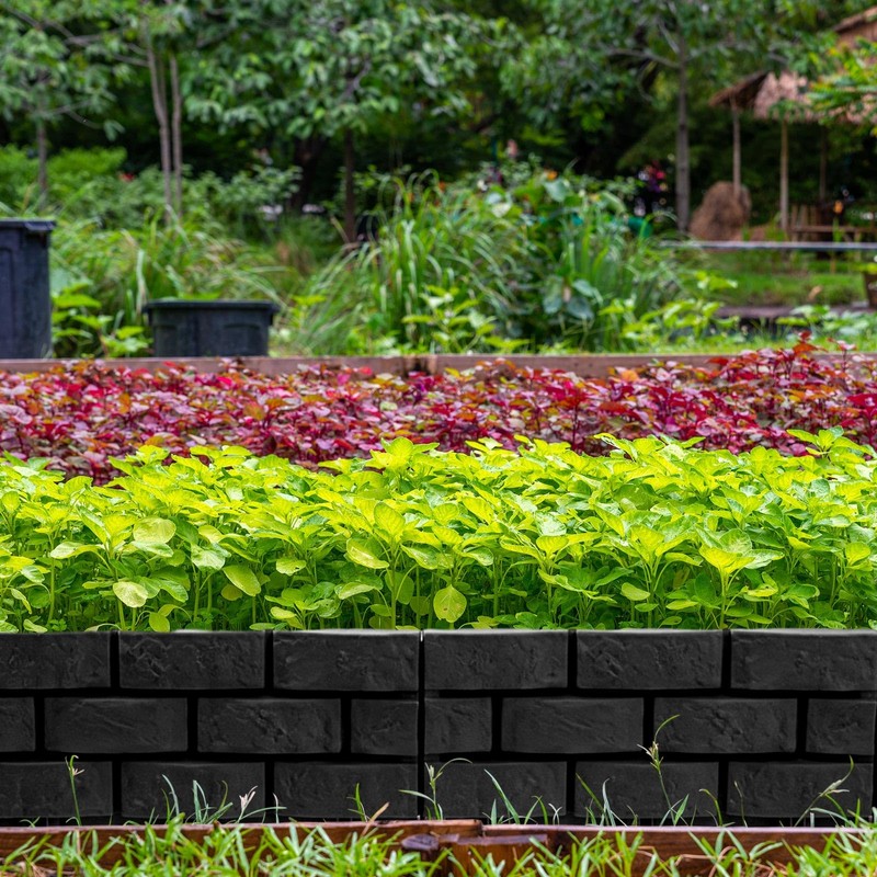 4 Pcs Black Faux Stone Garden Fence, Landscape Edging Border