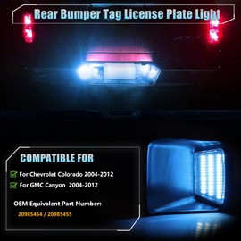 VANKUB LED License Plate Light for Colorado Canyon 2004-2012 Pickup Truck, Replace OEM# 20985454, 20985455 Led Rear Tag Lamp, 6000K Blue Lights, 2 PCS