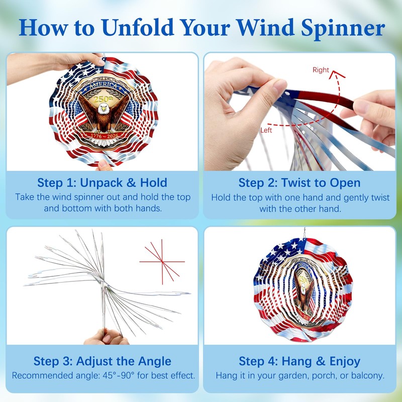 United States 250th Anniversary Decoration, Eagle Patriotic Wind Spinner