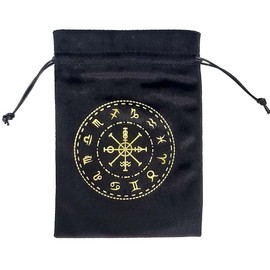 Namvo - Borsa per tarocchi a forma di stella e luna, con coulisse, 13 x 18 cm, in velluto spesso, con simbolo di ricamo, gioielli e cristalli, per carte di gioco da tavolo