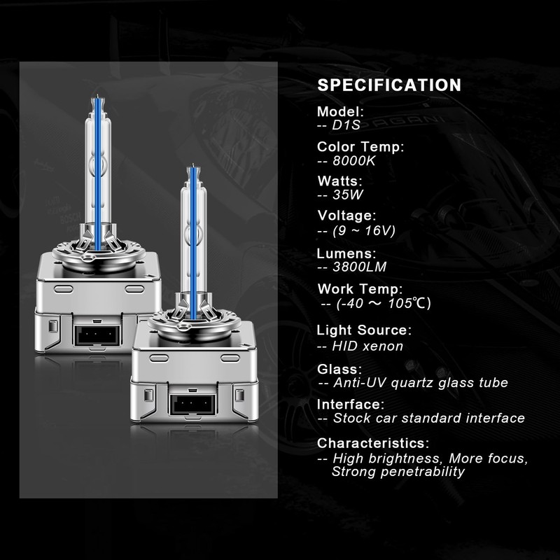 WinPower D1S Xenon HID Headlight Bulb, 8000K Ice Blue White