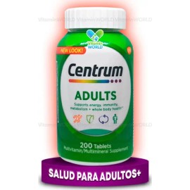 Centrum Suplemento Para Adultos 200 Tabletas Sabor Sin Sabor Antioxidante Energa Huesos Articulaciones y Cartlagos Msculos Salud Para Hombres Salud...