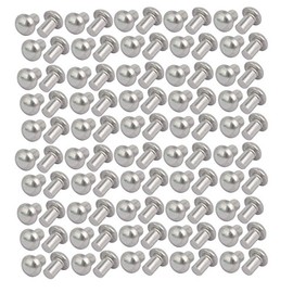 Sourcingmap 100pcs M4 x 6mm Aluminum Half Round Head Solid Rivet Fastener Silver Tone