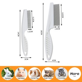 Stainless Steel Rounded Teeth Grooming Comb for Small Pets - Massage and Cleaning Tool for Chinchillas, Ferrets, Guinea Pigs, Rabbits (2 Pack, White)