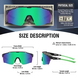 DUCO Cycling Sunglasses for Men Women Sports Sunglasses uv 400 Protection TR90 Baseball Driving Fishing Sun glasses DC0038 (Black Frame Green Temple Revo Green Lens)