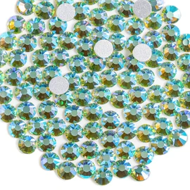 Beadsland 576pcs Flat Back Crystal Rhinestones Round Gems for Nail Art and Craft Glue Fix, Peridot AB, SS30,6.3-6.5mm