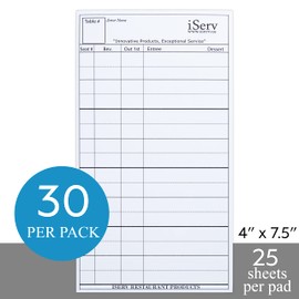 iServ Guest Checks, Server Order Pads, 30 Pads/Pack, No Staples, Made in USA, Designed for Servers, Waiter, Waitress, Waitstaff, fits in Server Book/Waiter Book, Stay Organized, Server Pad
