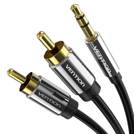 VENTION Cinch Kabel 3,5mm-Stecker auf 2 RCA-Steckerfür Audiokabel AUX Kabel Stereo-Y-Splitter-Adapterkabel, kompatibel mit Smartphones, Lautsprechern, Heimkino, TV, HiFi Anlage - 10m
