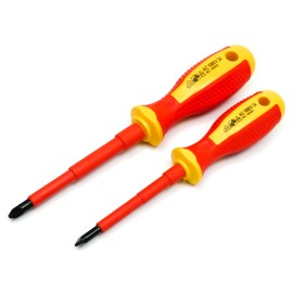 INGDAUM VDE PZ Screwdriver for Pozidriv/Phillips Screws Insulated Against 1000V for Professional Electrician, Mechatronics and Refrigerator (PZ1 & PZ2)