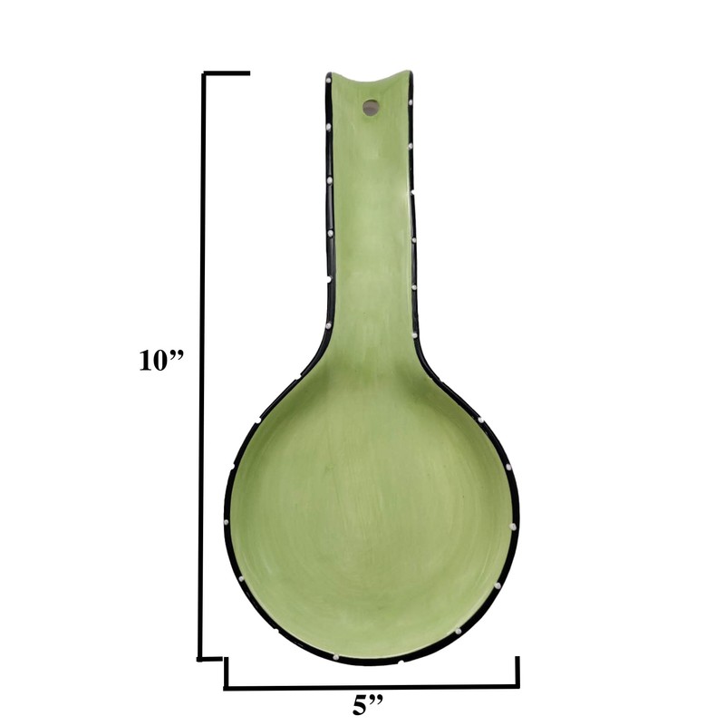 ACK Tuscany Ruffle Pistachio Green Hand Painted Ceramic Spoon Rest,