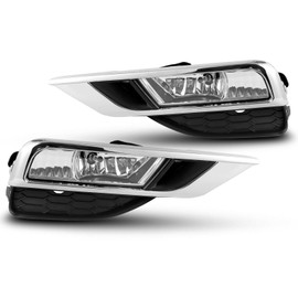 BURANIFUSION Front Bumper Fog Lights Lamps Switch/Wiring Kit Plastic for Honda for CR-V EX-L/LX/SE/i-Style 15-16 Clear Lens+Silver Bezel H8-Bulb Shape Code Halogen-Lighting Technology WEF1408