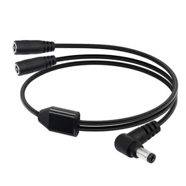 YACSEJAO DC Y Splitter Cable 90 Degree 5.5 x 2.1 mm DC Power Plug to Dual Female DC 12 V Power Supply Splitter for Security CCTV Parking Camera LED Strip Light