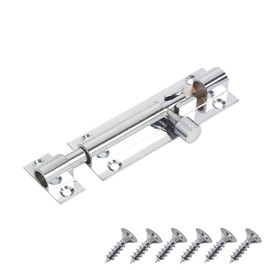Door Bolts 75mm Straight Polished Chrome Barrel Side Lock Pack of 1 Door Latch with Screws Tower Bolt Locks for Bedroom Bathroom Toilet Shed Gate Cupboards and Cabinets.