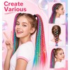 6PCS Colored Hair Extensions for Kids, Gradient Rainbow Braid Ponytail