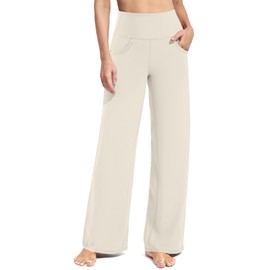 Promover Yoga Pants Women Wide Leg Sweatpants Flare Leggings Casual Outfits Skin Friendly Lounge Pants High Rised Moisture Wicking Athletic Gym(Ivory,S,31")