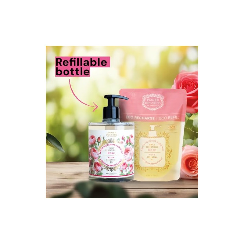 Panier des Sens Liquid Marseille Soap, Rejuvenating Rose, 16.9 Ounce