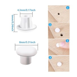 300 Stück Abdeckkappen für Bohrlöcher, 5mm Möbel Lochabdeckung Weiß, Kunststoff Lochstopfen, Schrank Abdeckstopfen für Schrauben und Bohrungen