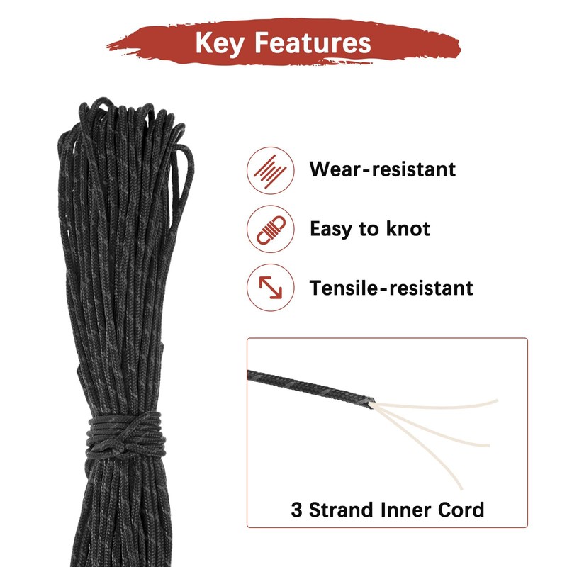 TIXIPEM 2 mm 66FT Reflective Guyline Camping Paracord [2PCS] -