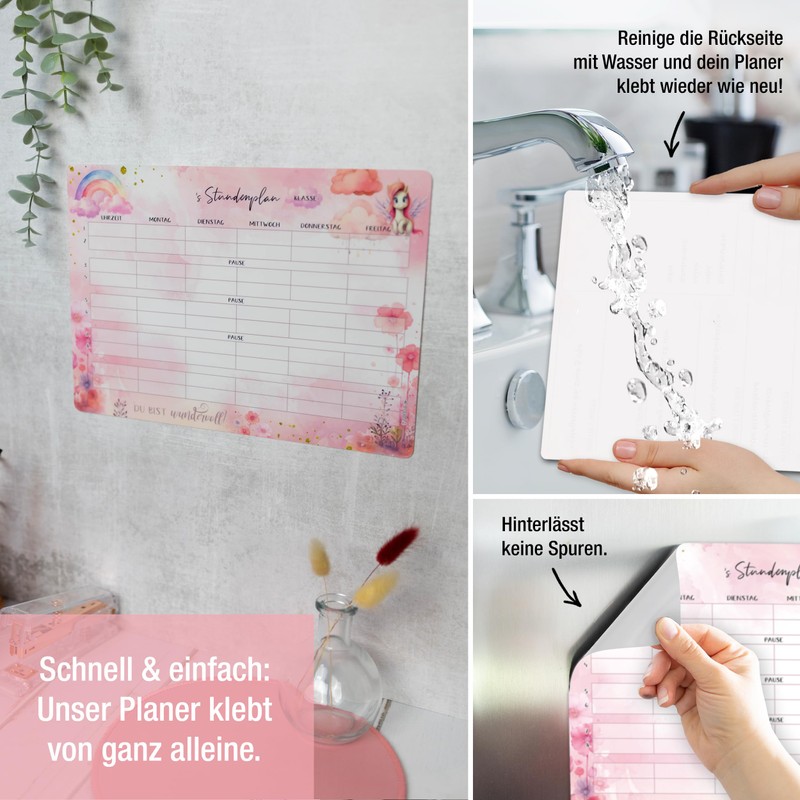 TOBJA Unicorn timetable wipeable - sticks to all smooth surfaces,