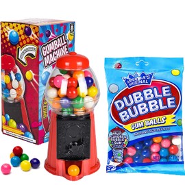 Gumball Machine Bank with Mixed Fruit Refill Gum Balls, Toy For Kids, Gum Balls Included, 6.5"