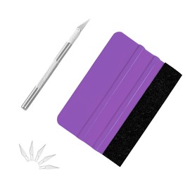 Augeny Car Window Film Tinting Tools, Vinyl Wrap Kit with 1 Felt Squeegee, 1 Craft Knife, 5 Blades, Professional Wallpaper Smoothing Tool, Auto Tint Window Tint Installation Kit (Purple)